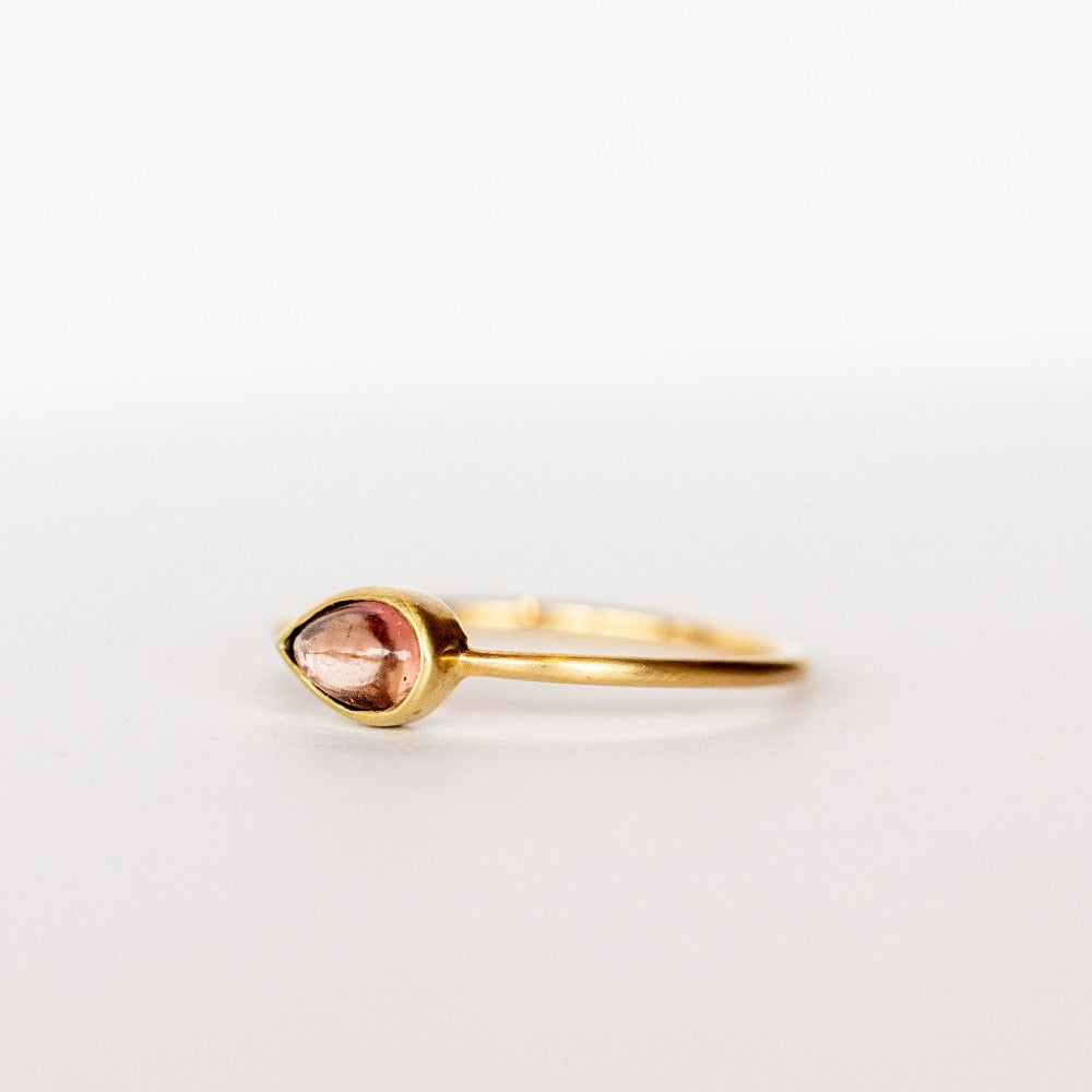 Small Teardrop Pink Tourmaline Ring