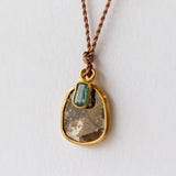 Diamond Slice Necklace with Emerald Dangle