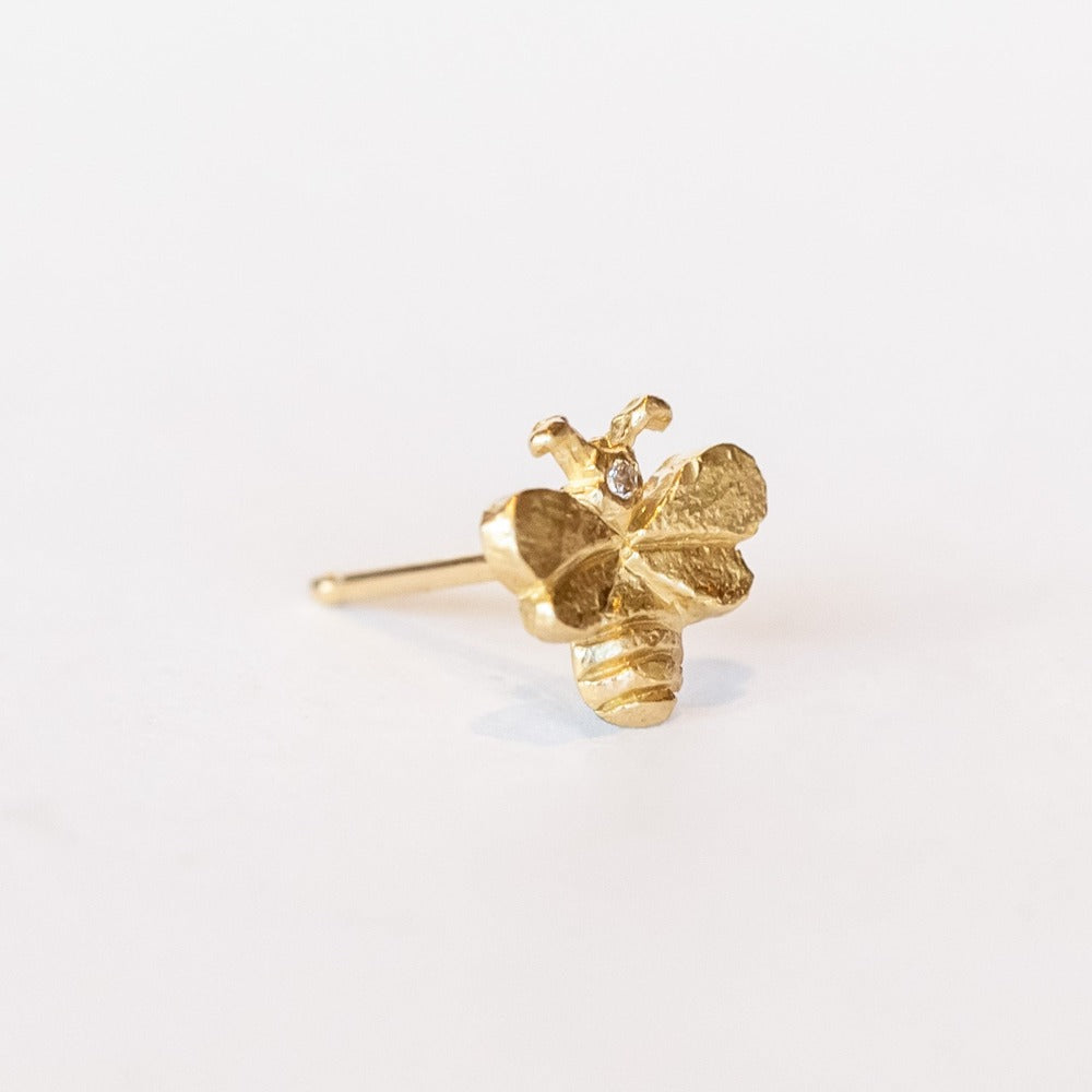 Victoria Cunningham | Bee Stud Earring with Diamond (Single)