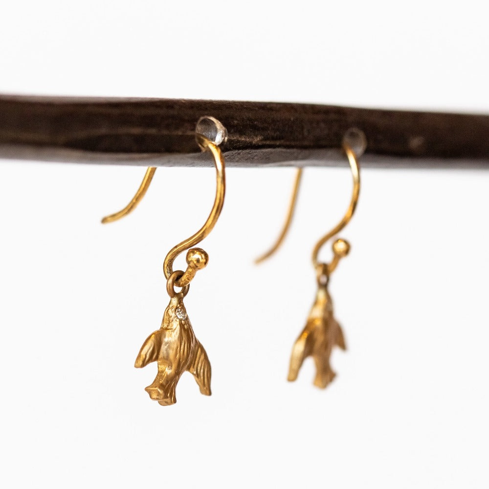 Victoria Cunningham | Bird Drop Earrings with Diamond
