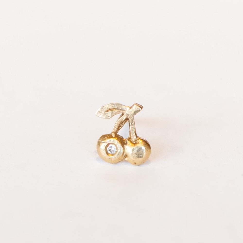 Victoria Cunningham | Cherry Stud Earring with Diamond (Single)