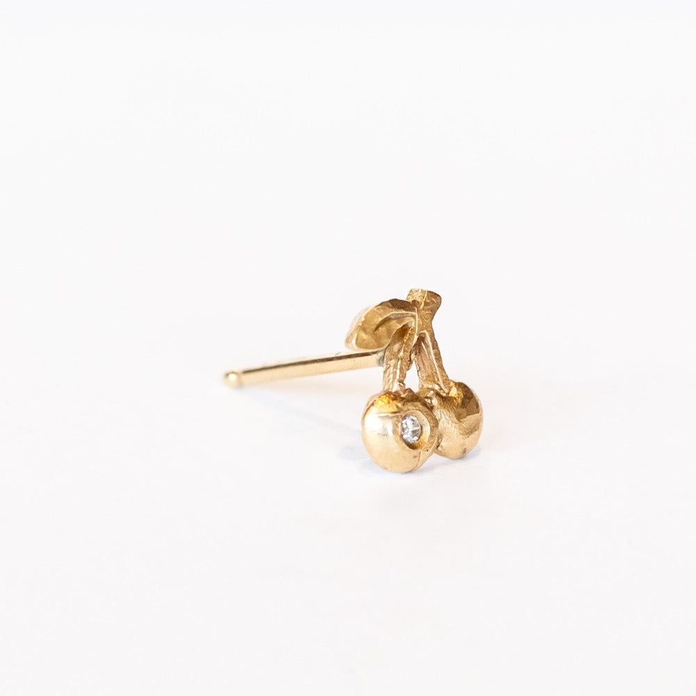 Victoria Cunningham | Cherry Stud Earring with Diamond (Single)