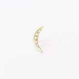 Crescent Moon Stud Earring with Diamonds (Single)