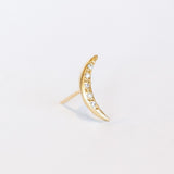 Crescent Moon Stud Earring with Diamonds (Single)