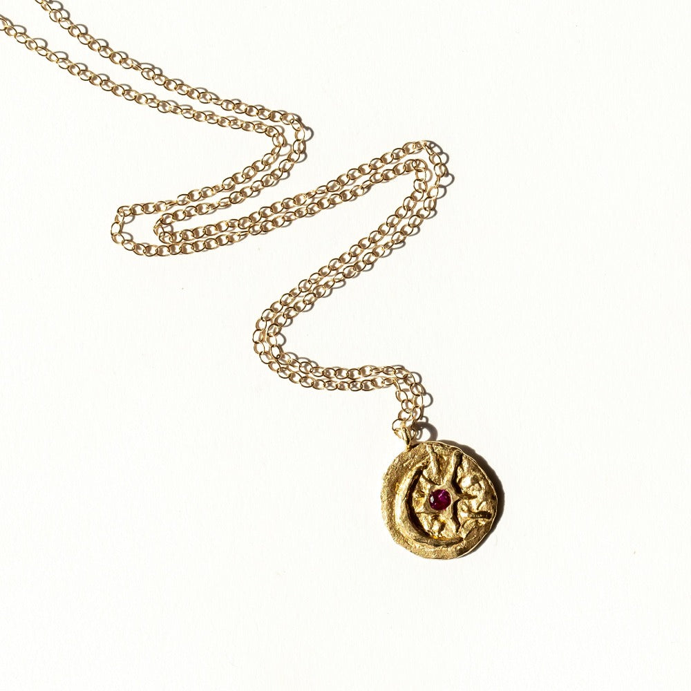 Victoria Cunningham | Crescent Star Necklace with Pink Sapphire