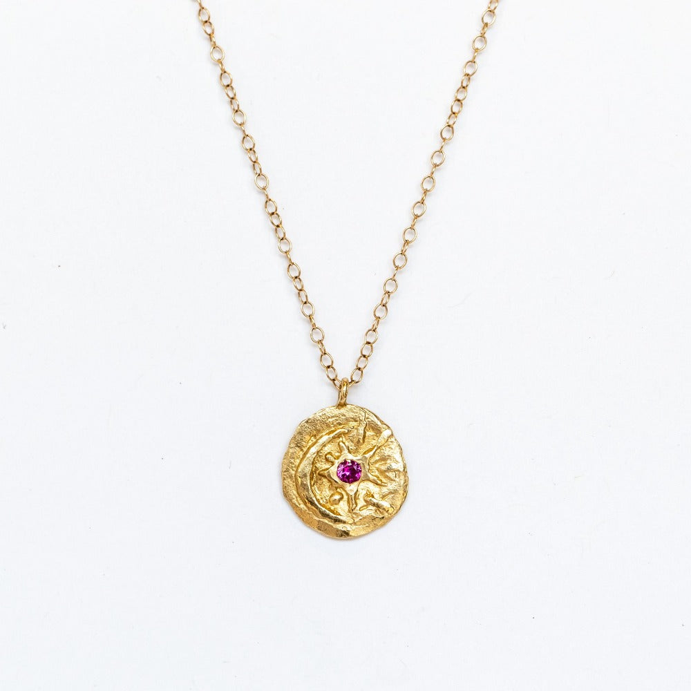 Victoria Cunningham | Crescent Star Necklace with Pink Sapphire