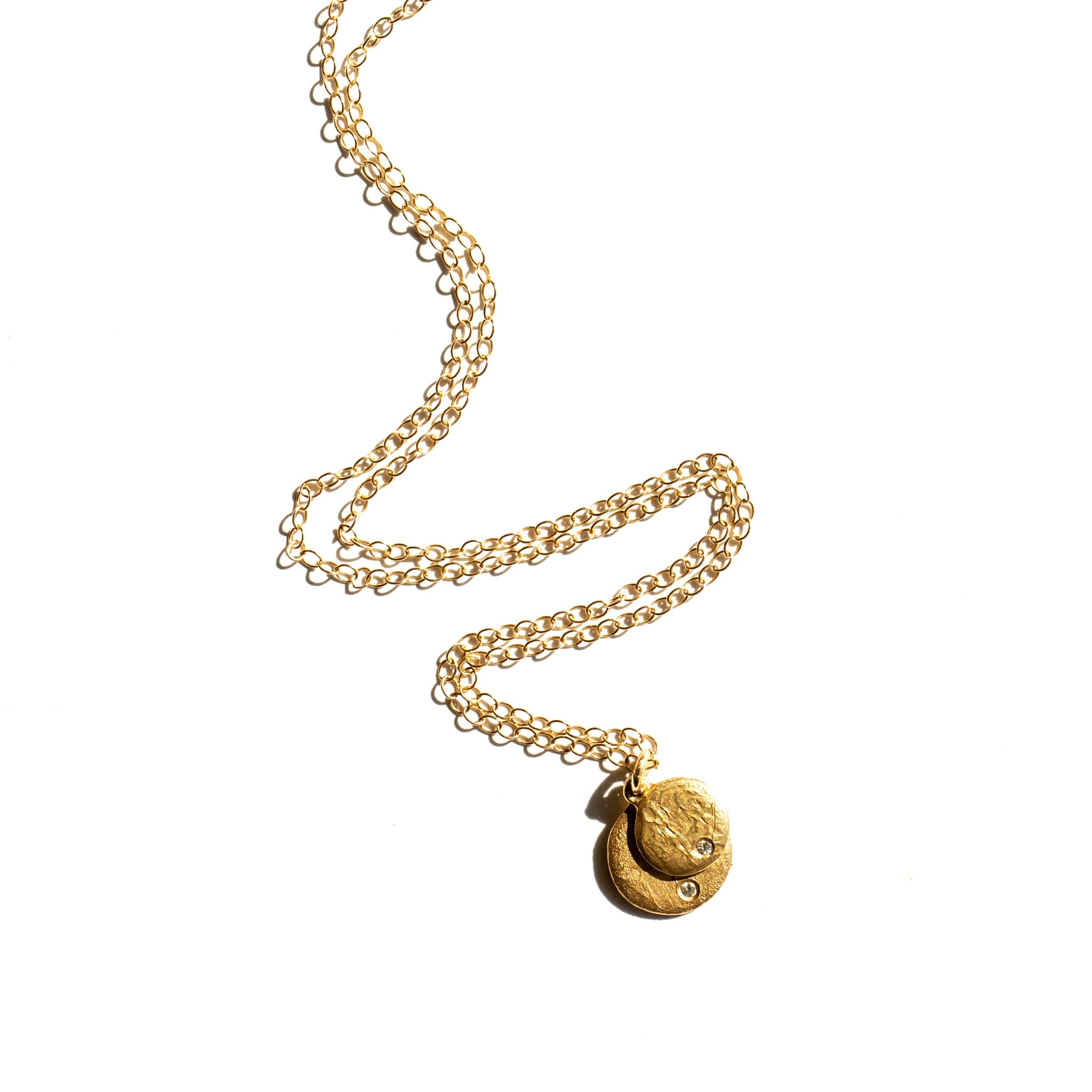 Victoria Cunningham | Double Drop Disc Necklace with Diamonds