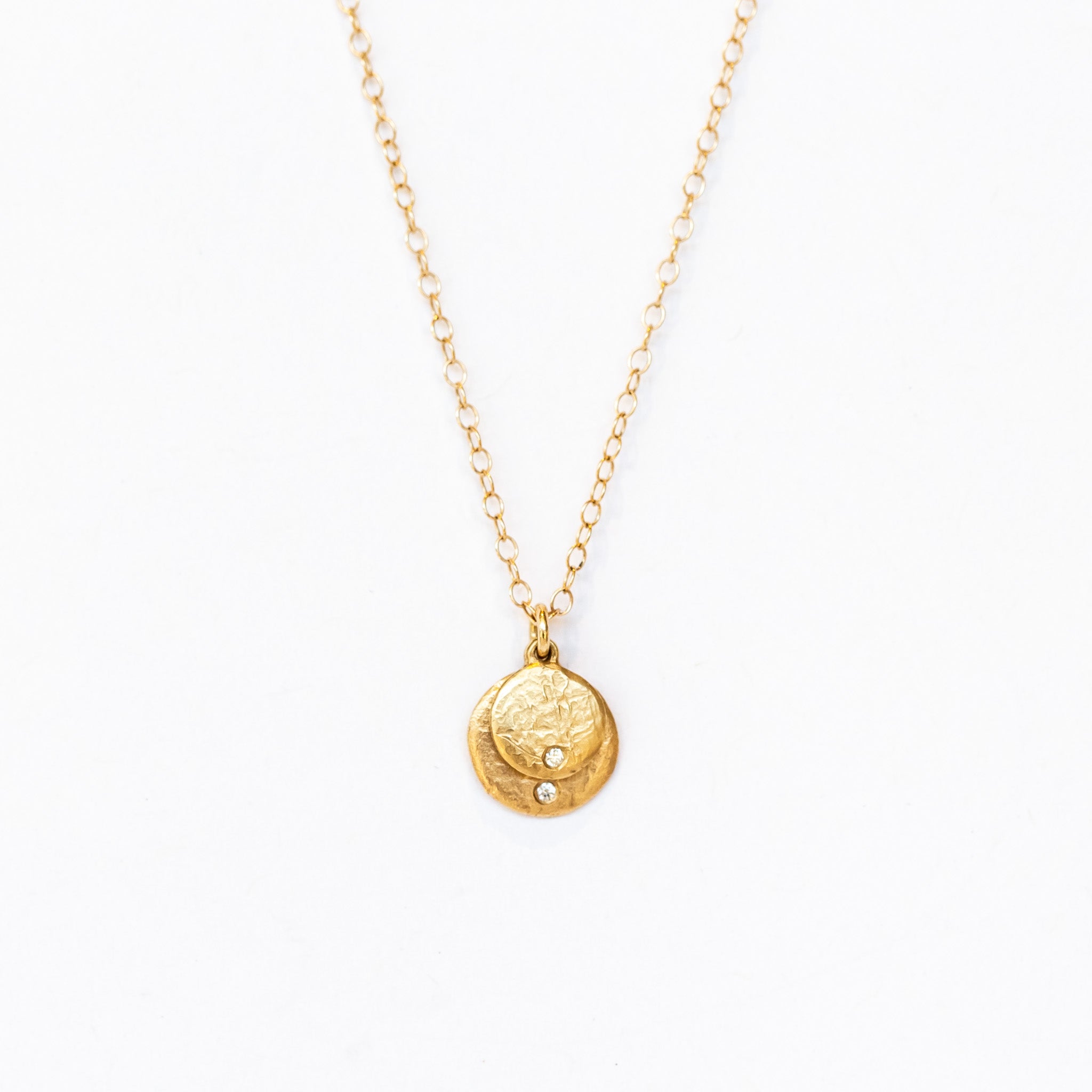 Victoria Cunningham | Double Drop Disc Necklace with Diamonds