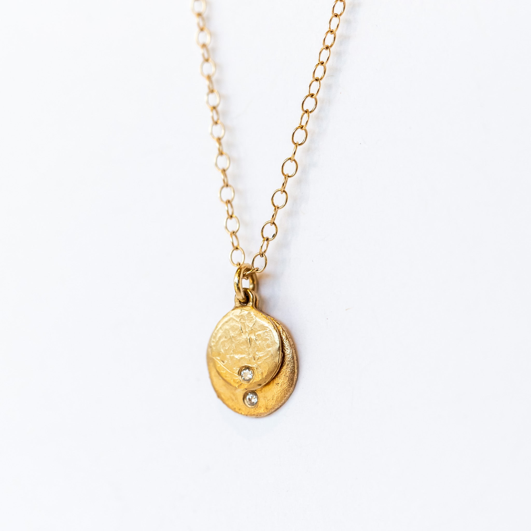 Victoria Cunningham | Double Drop Disc Necklace with Diamonds