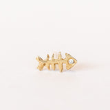 Victoria Cunningham | Fish Bone Stud Earring with Diamond (Single)