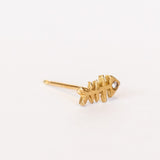 Victoria Cunningham | Fish Bone Stud Earring with Diamond (Single)