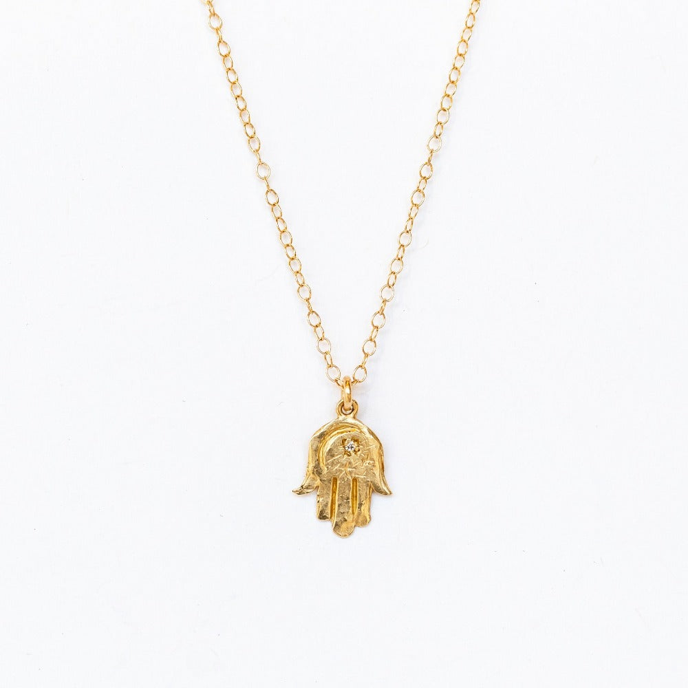 Victoria Cunningham | Hamsa Crescent Moon Necklace
