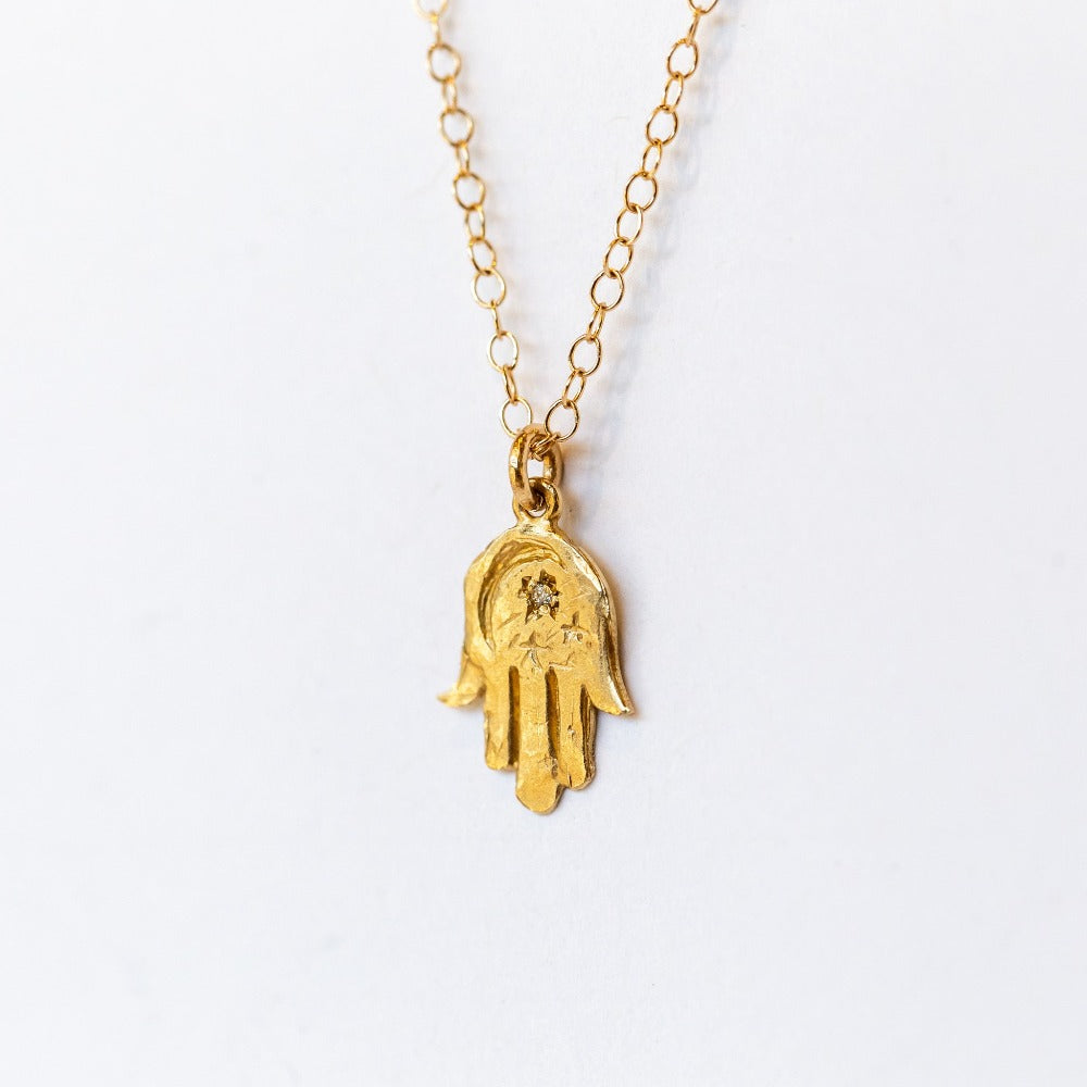 Victoria Cunningham | Hamsa Crescent Moon Necklace