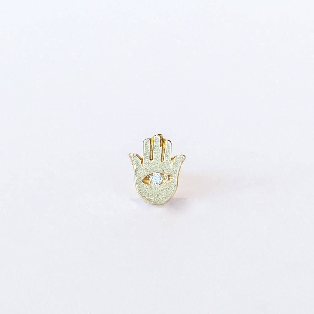 Victoria Cunningham | Hamsa Stud Earring with Diamond (Single)
