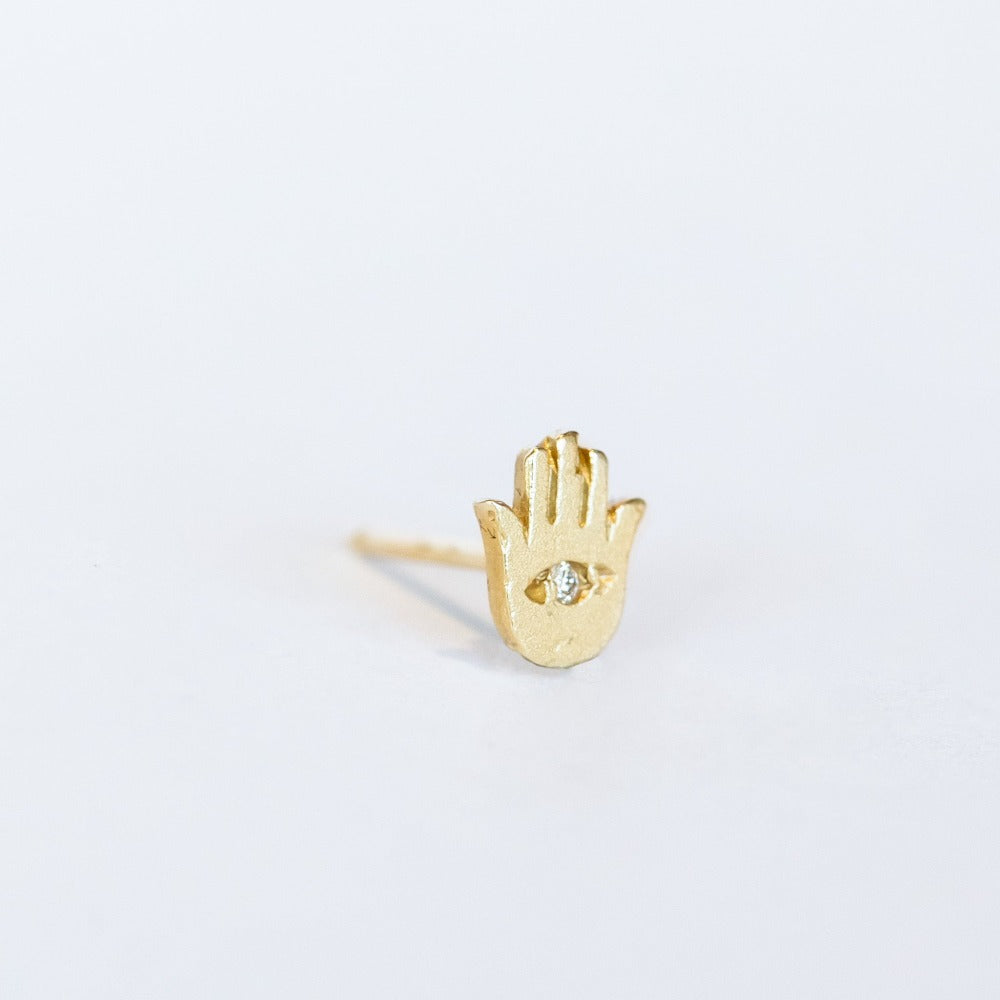 Victoria Cunningham | Hamsa Stud Earring with Diamond (Single)