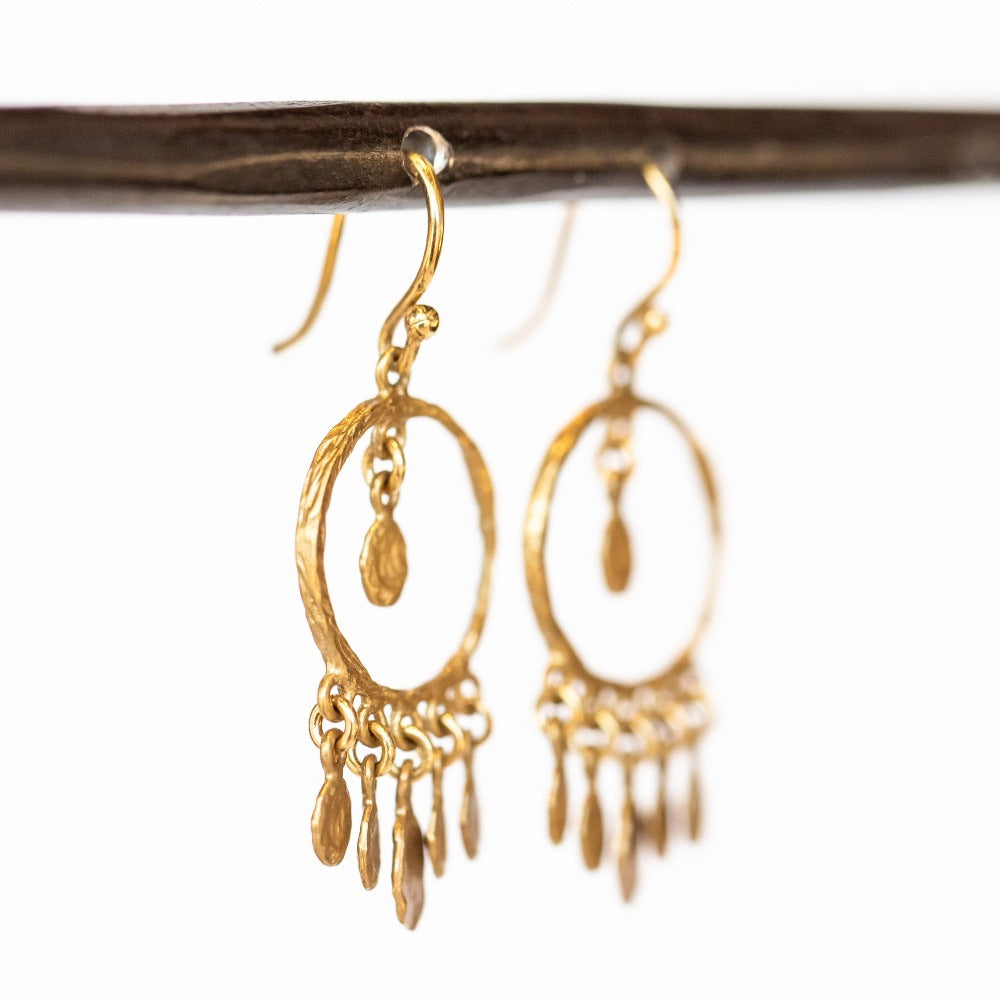 Victoria Cunningham | Dangling Golden Flake Hoop Earrings