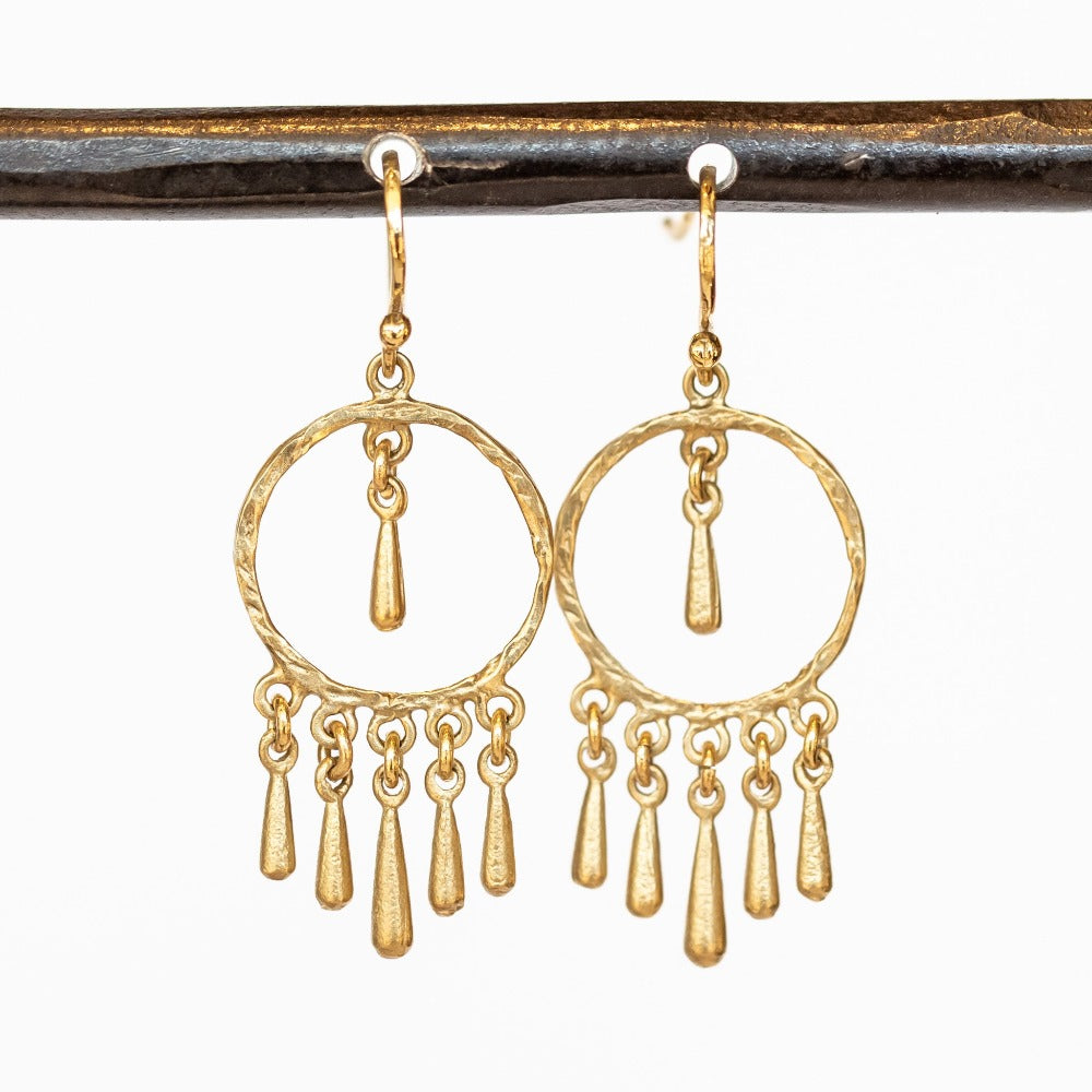 Victoria Cunningham | Dangling Golden Flake Hoop Drop Earrings