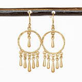 Victoria Cunningham | Dangling Golden Flake Hoop Drop Earrings