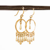 Victoria Cunningham | Dangling Golden Flake Hoop Drop Earrings