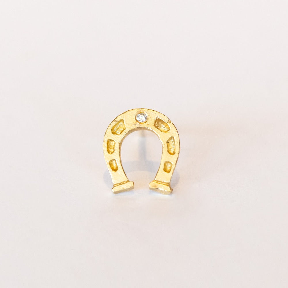 Horse Shoe Stud Earring with Diamond (Single)