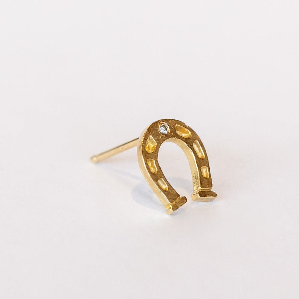 Horse Shoe Stud Earring with Diamond (Single)
