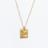 Victoria Cunningham | Rectangular Stamped Cherry Blossom Necklace with Diamonds
