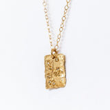 Victoria Cunningham | Rectangular Stamped Cherry Blossom Necklace with Diamonds