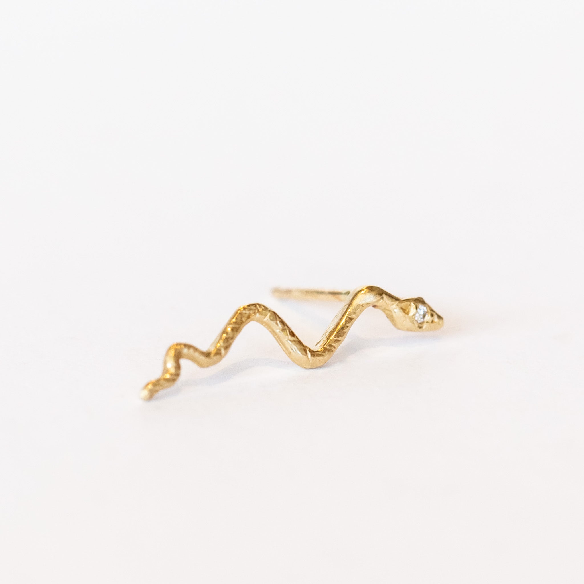Victoria Cunningham | Snake Stud Earring with Diamond (Single)