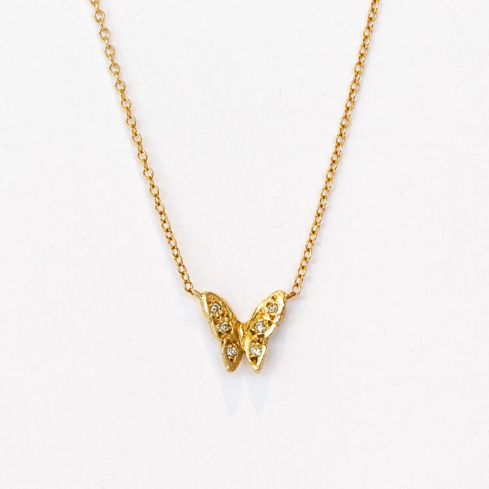 Victoria Cunningham | Tiny Pave Butterfly Necklace