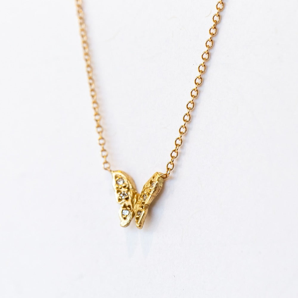 Victoria Cunningham | Tiny Pave Butterfly Necklace
