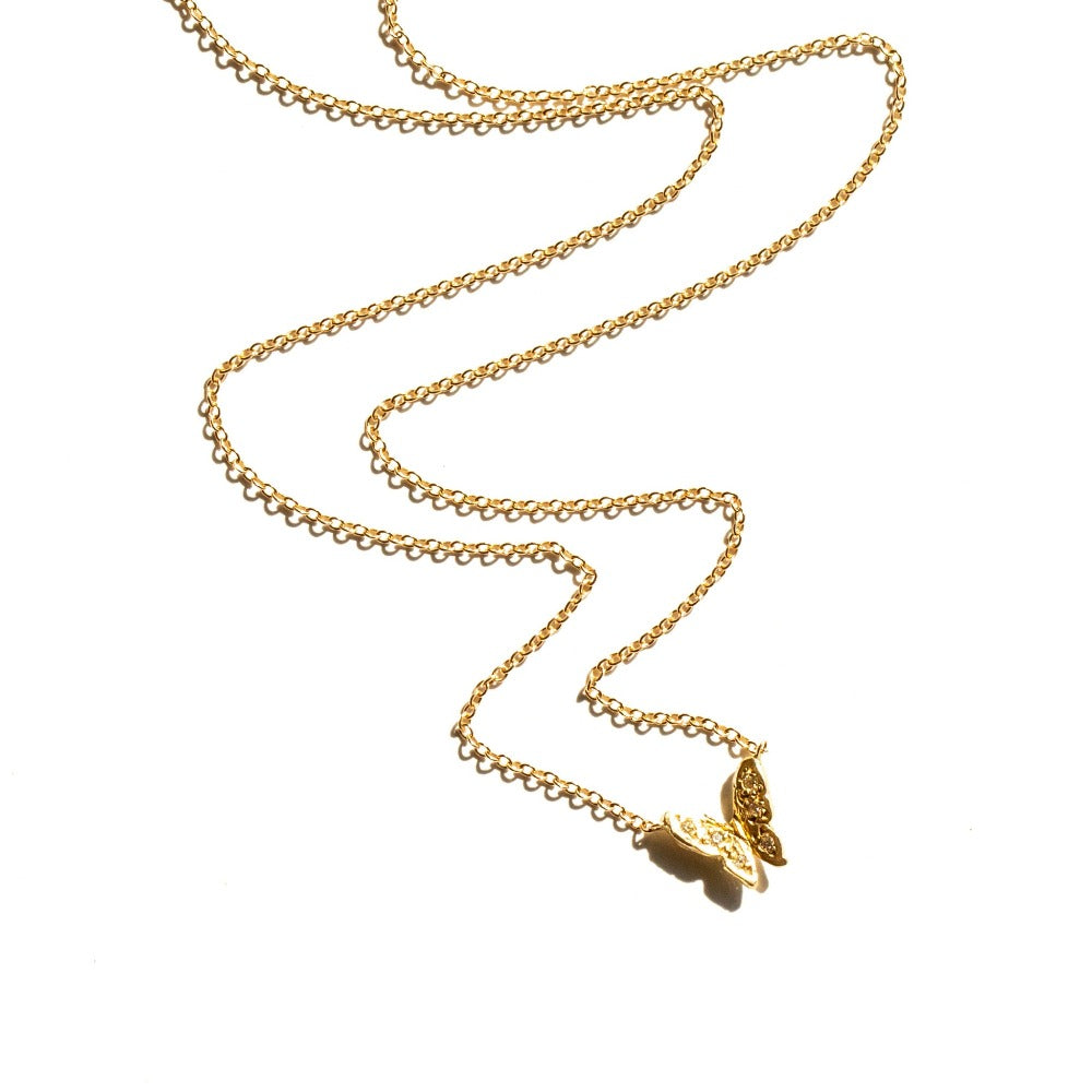 Victoria Cunningham | Tiny Pave Butterfly Necklace