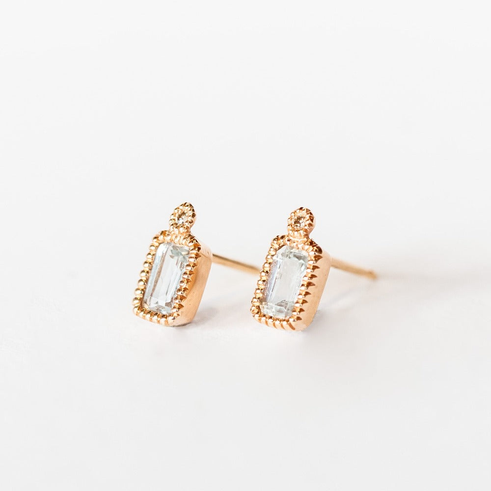 Sirciam | Aquamarine Milgrain Stud Earrings