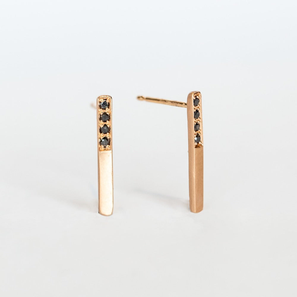 Sirciam | Pave Black Diamond Bar Earrings