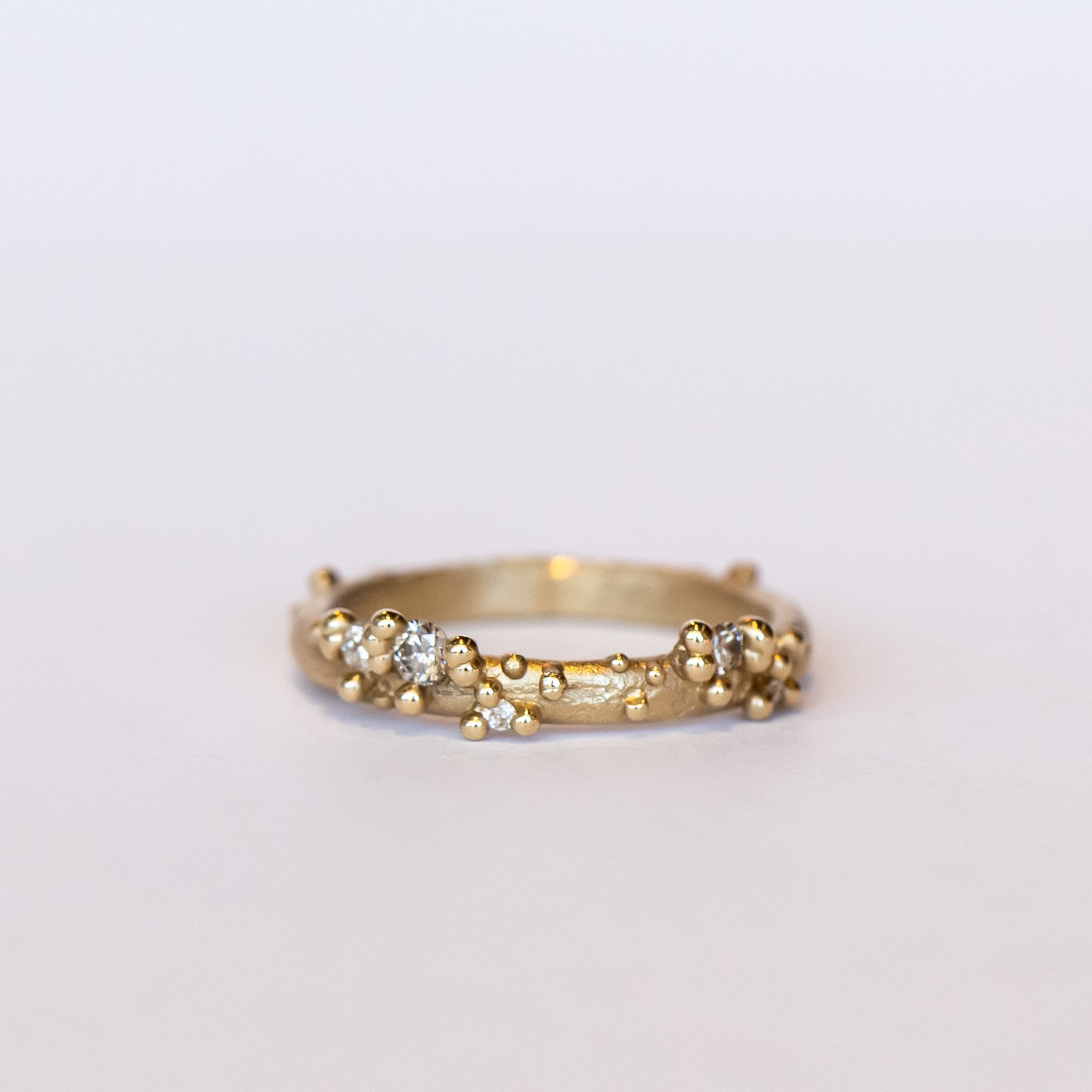 Ruth Tomlinson | 14k Half Round Band with Diamonds and Granules