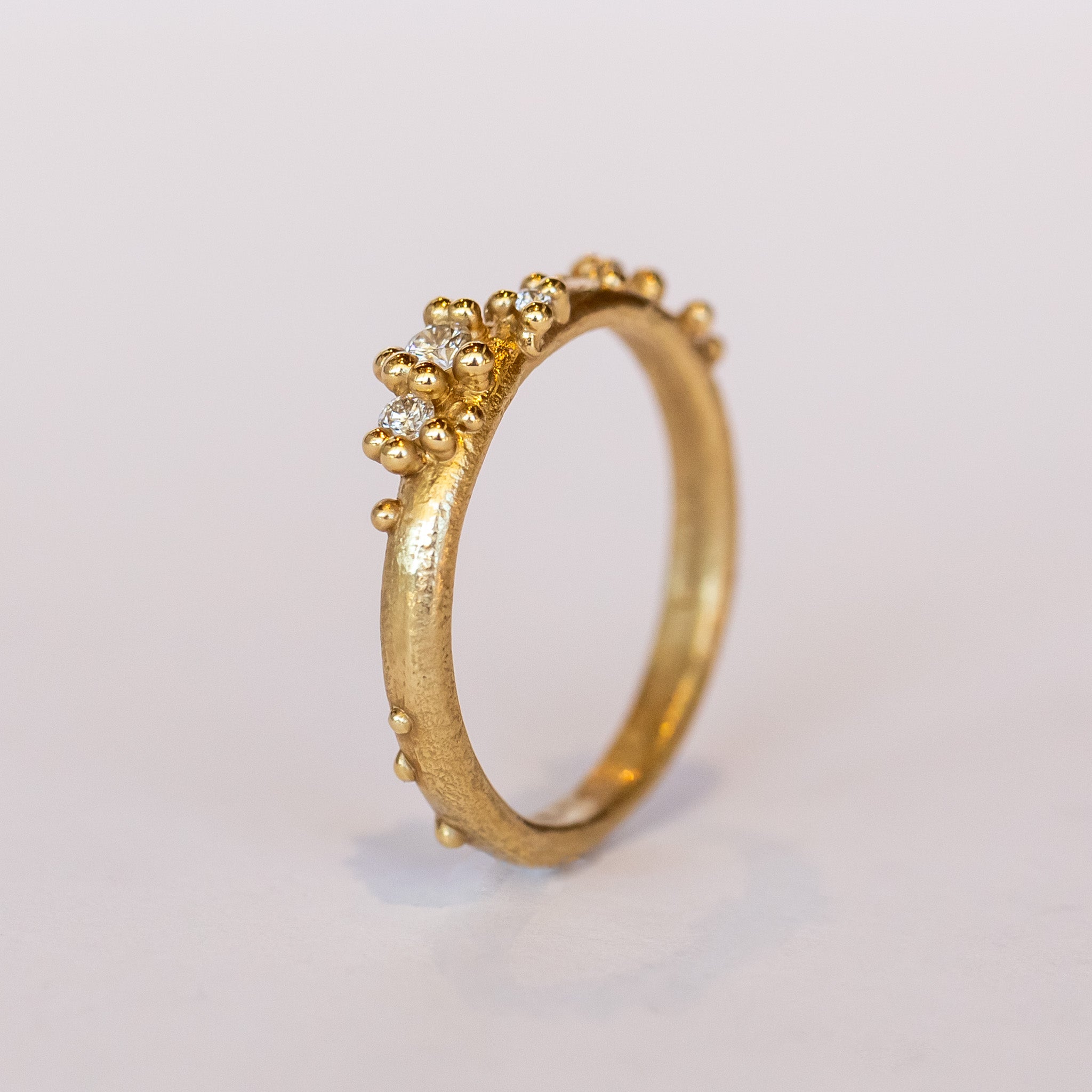 Ruth Tomlinson | 14k Half Round Band with Diamonds and Granules