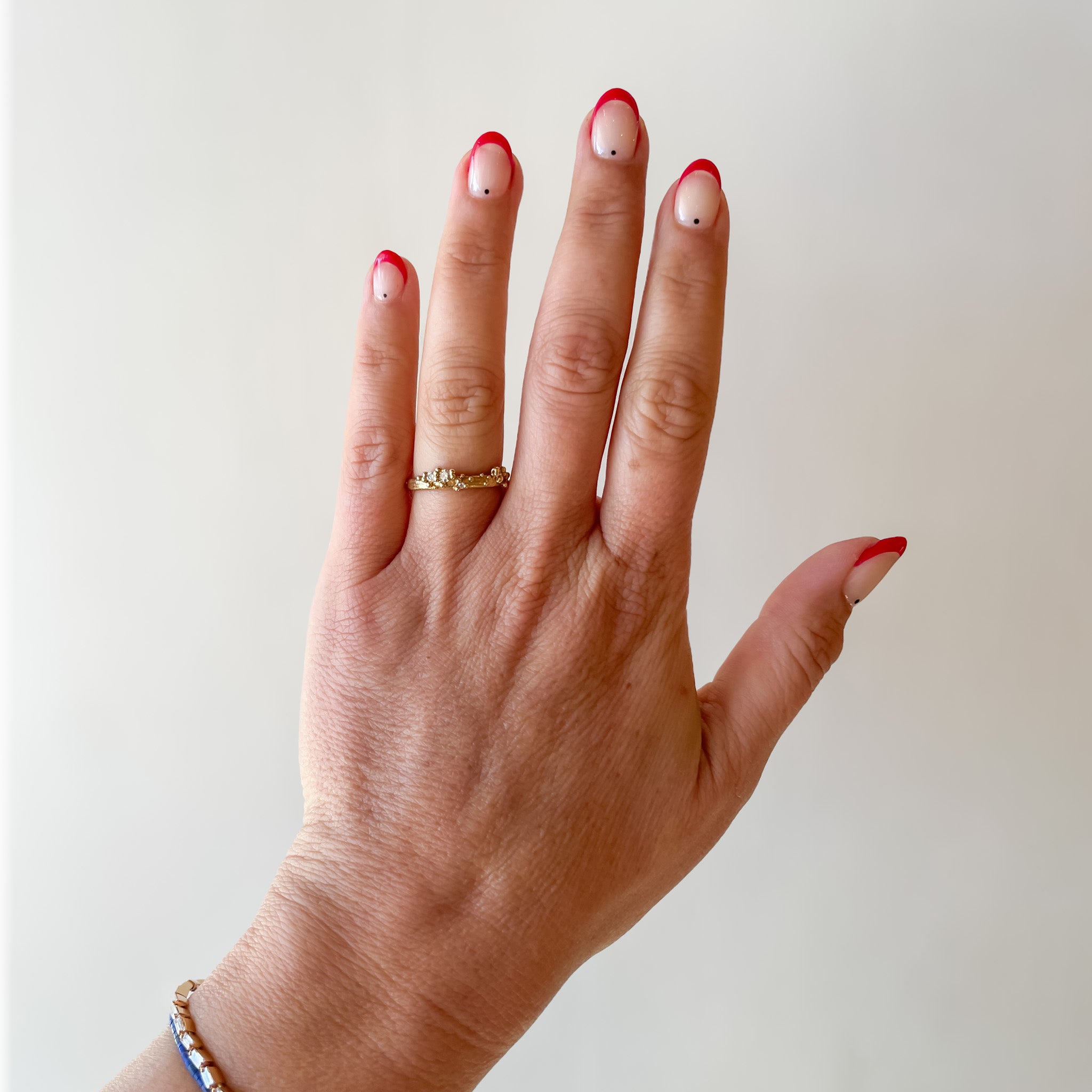 Ruth Tomlinson | 14k Half Round Band with Diamonds and Granules