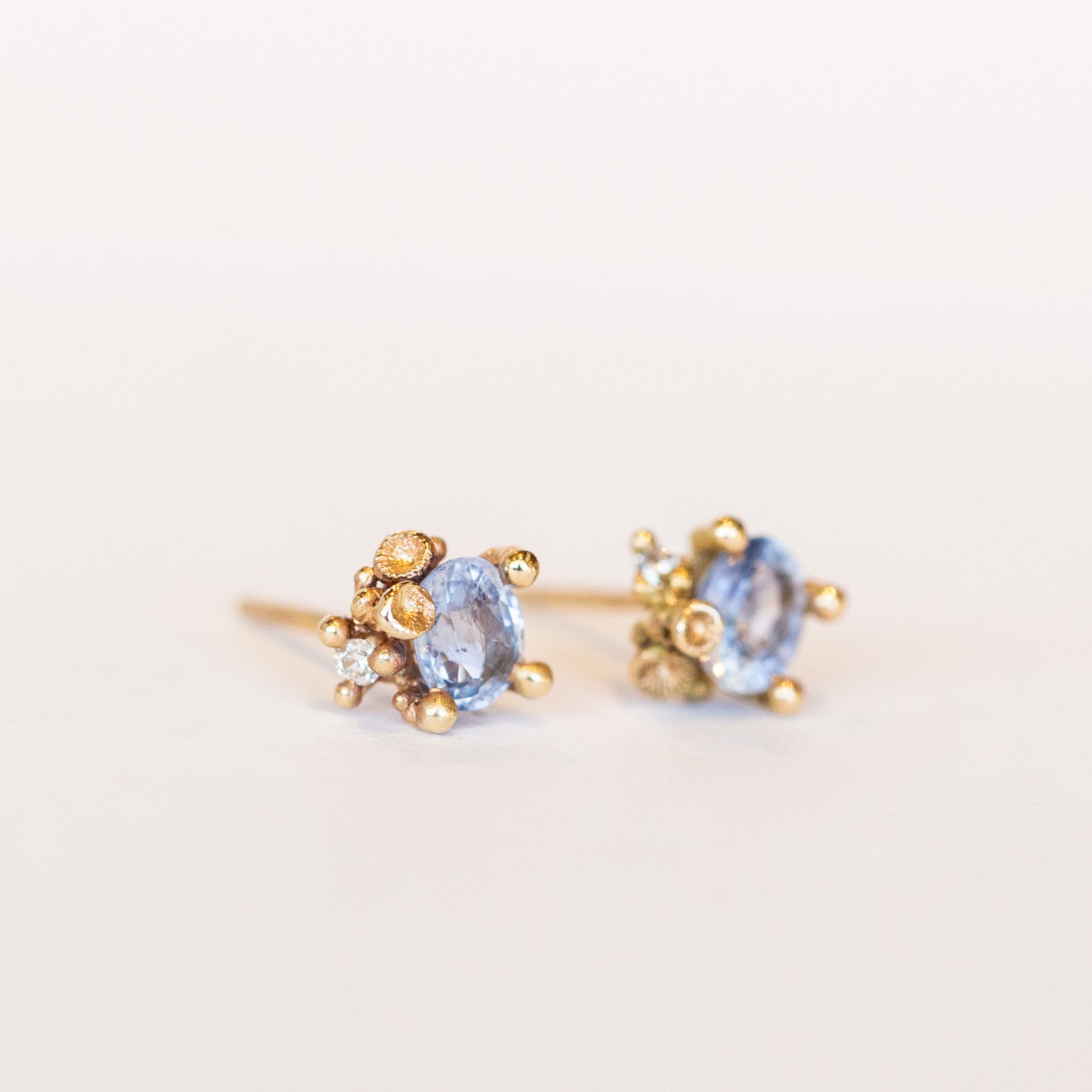 Ruth Tomlinson | Pale Blue Sapphire and Diamond Encrusted Stud Earrings