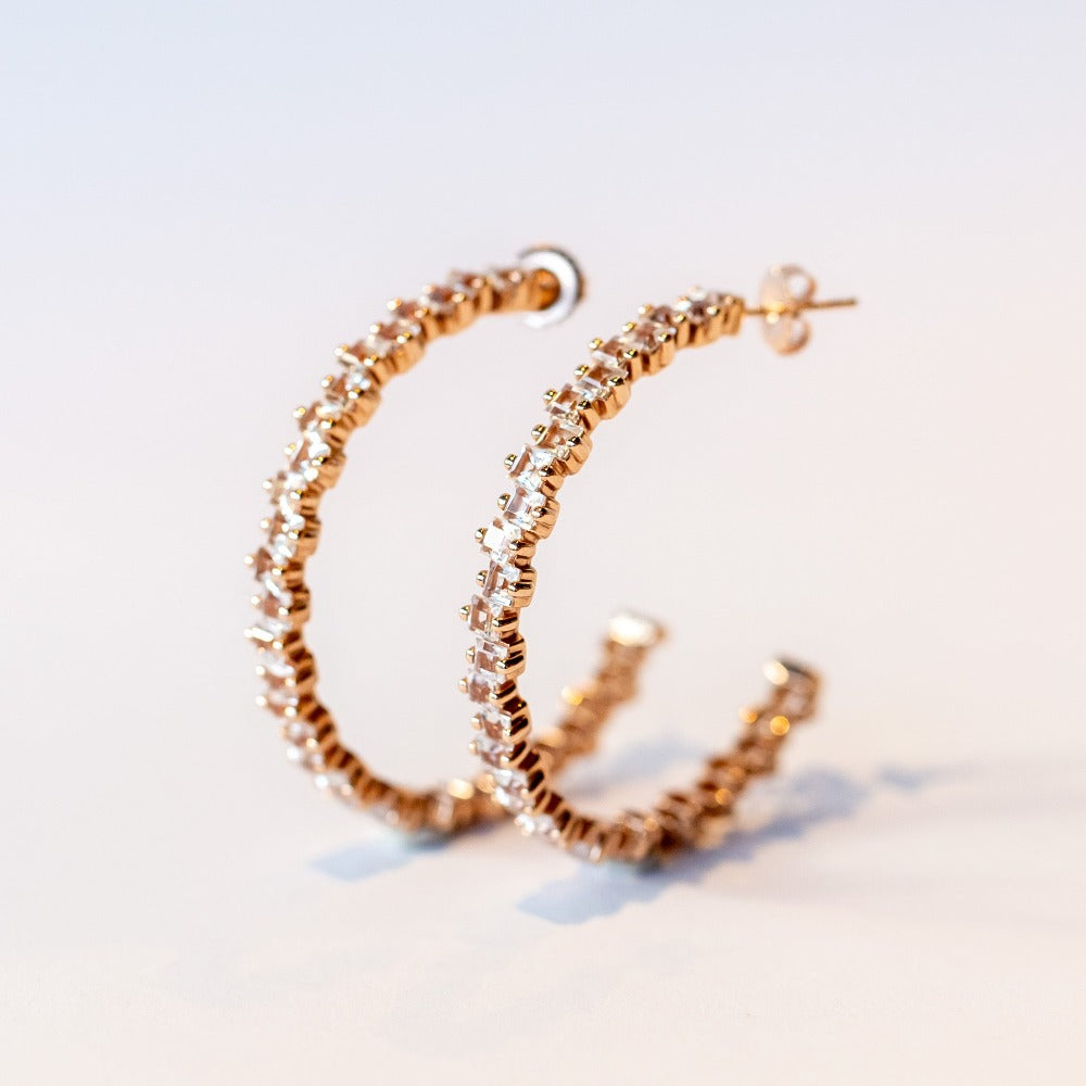 Suzanne Kalan | 14k Large White Topaz Hoop Earrings