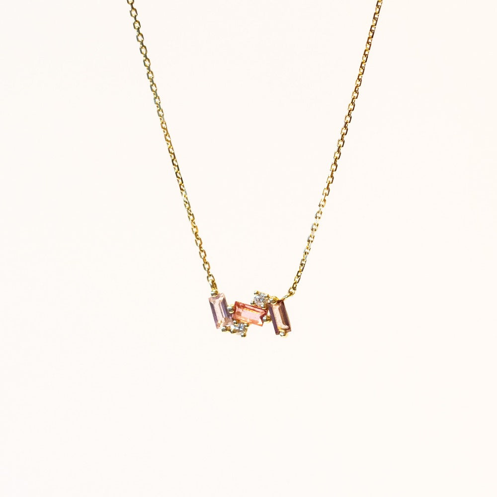 Suzanne Kalan | 14k Mini Burst Rose de France, Pink Topaz, and Morganite Pendant Necklace