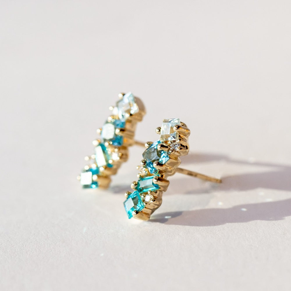 Suzanne Kalan | 14k Blue Ombre Bar Stud Earrings