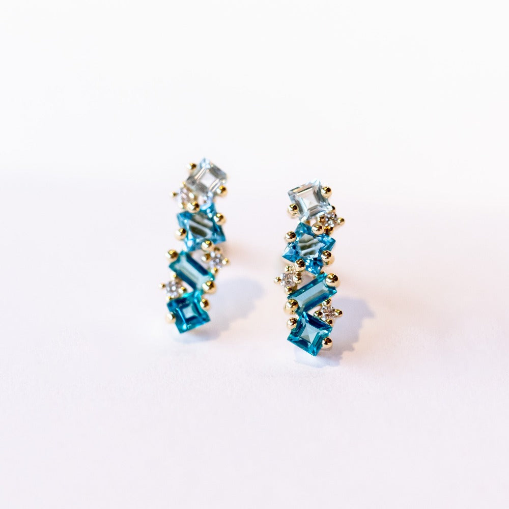 Suzanne Kalan | 14k Blue Ombre Bar Stud Earrings