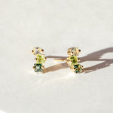 Suzanne Kalan | 14k Ombre Princess Cut Green Gemstone Stud Earrings