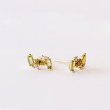 Suzanne Kalan | 14k Peridot Baguette and Diamond Stud Earrings