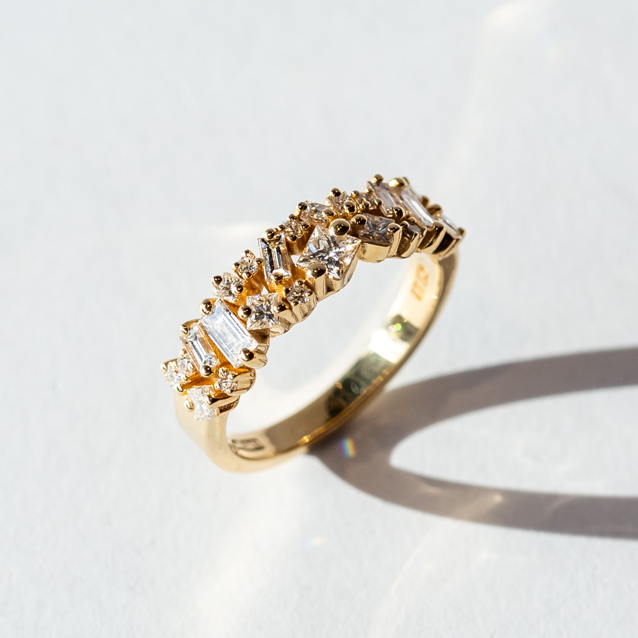Suzanne Kalan | 18k Baguette and Princess Cut Diamond Half Band