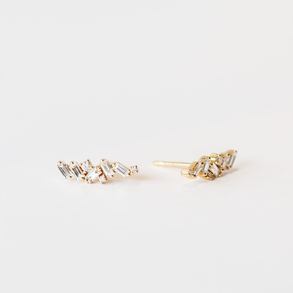Suzanne Kalan | 18k White Diamond Zigzag Stud Earrings