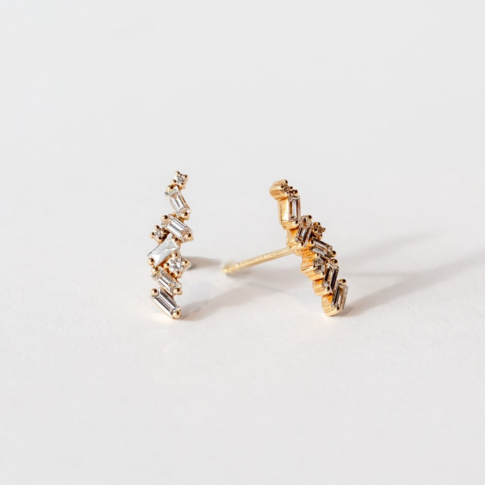 【驚きの値段で】 Diamond White 18k | Kalan Suzanne Zigzag LAPIS – Earrings Stud アイドル