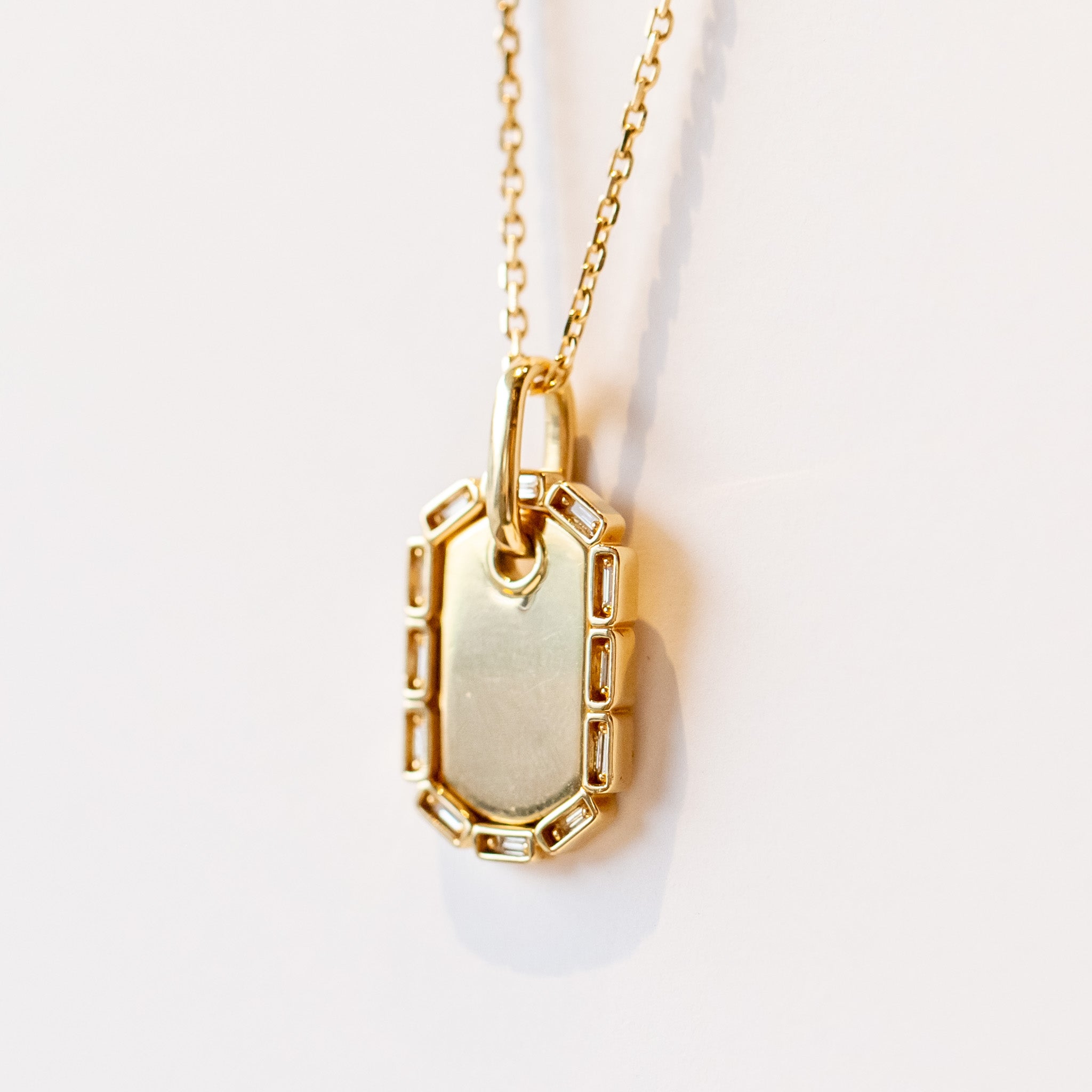 Suzanne Kalan | 18k Medium Golden Dog Tag Diamond Pendant