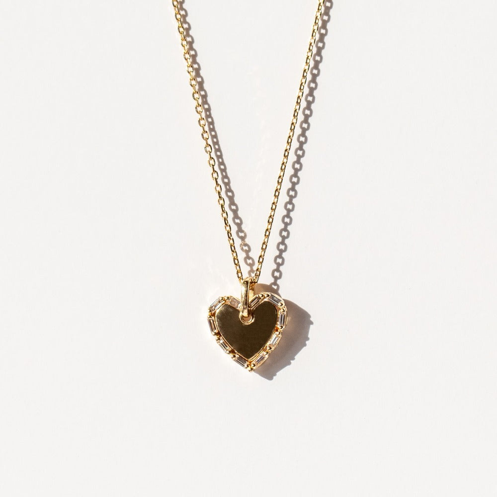Suzanne Kalan | 18k Golden Mini Heart Diamond Dog Tag Necklace