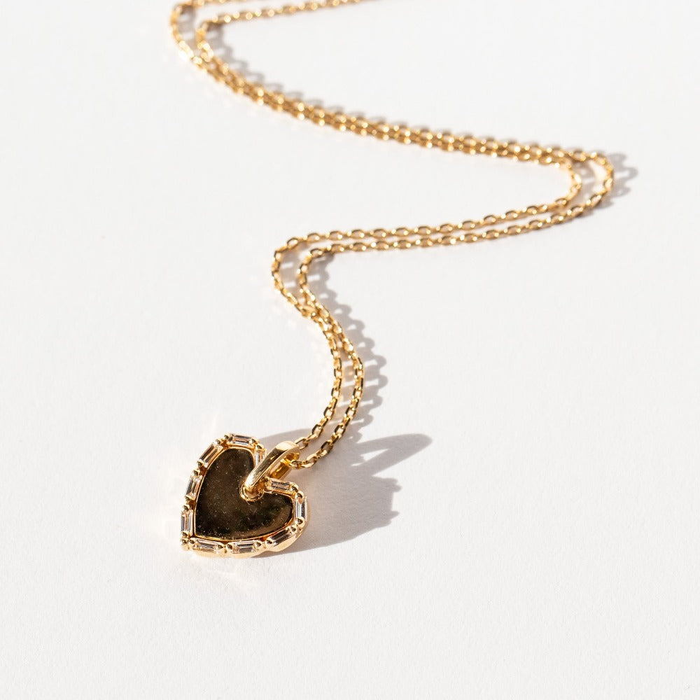 Suzanne Kalan | 18k Golden Mini Heart Diamond Dog Tag Necklace