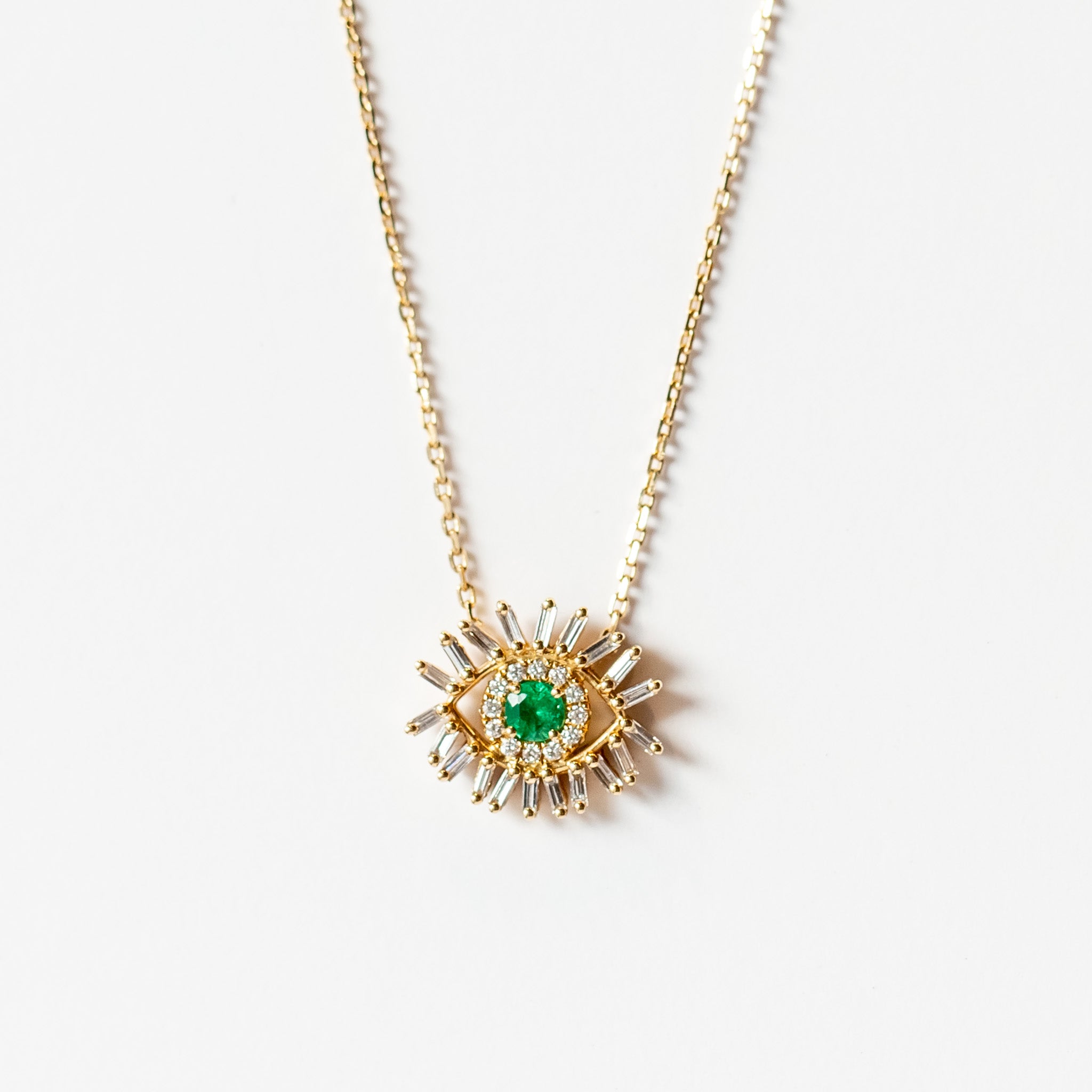 Suzanne Kalan | 18k Mini Emerald Evil Eye Necklace